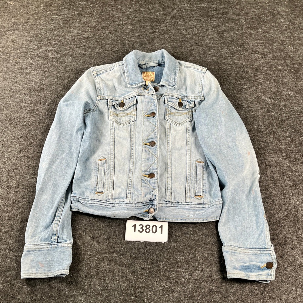 Abercrombie & Fitch Denim Jacket Womens M Light Blue Fair Vintage Y2K Trucker